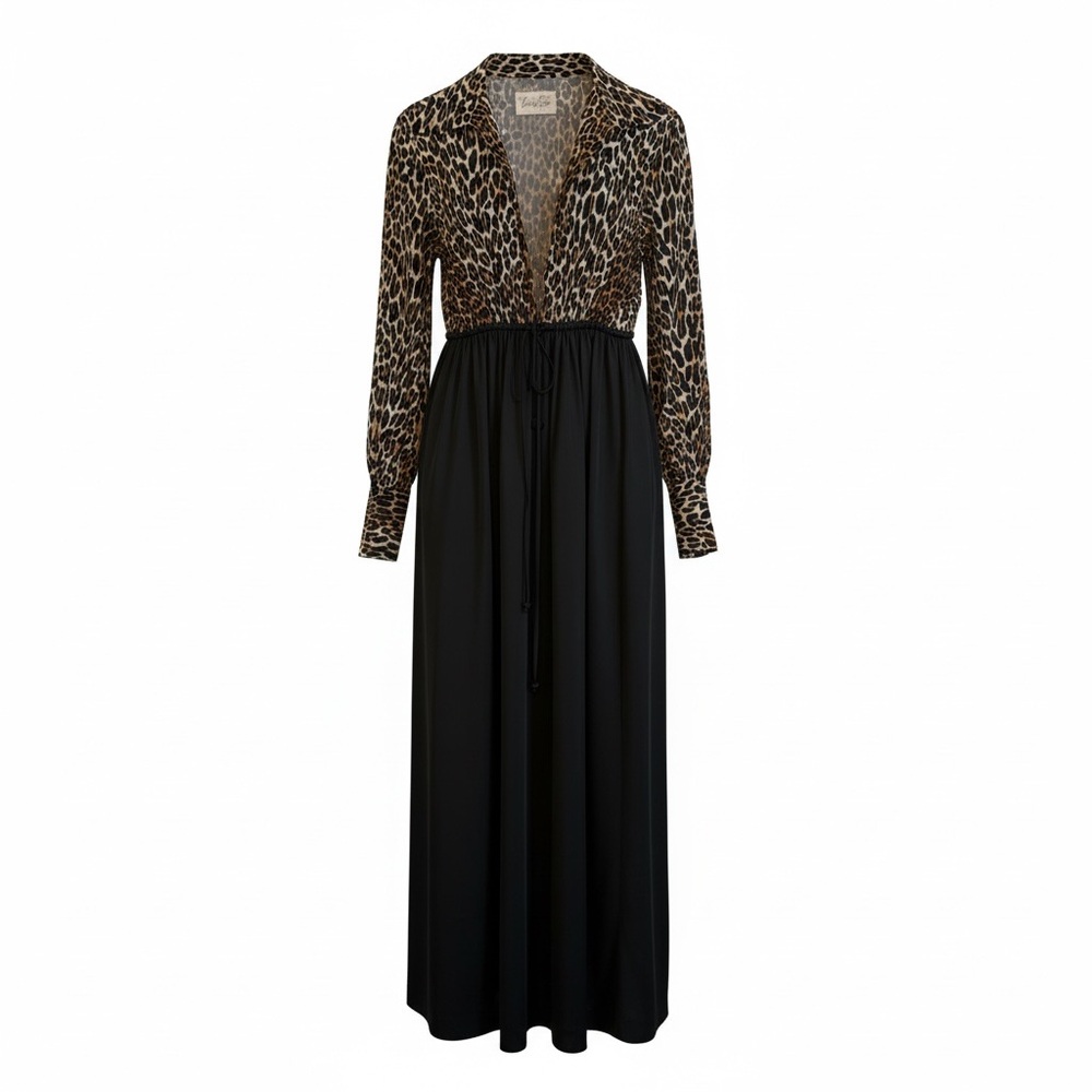 Vintage Vanity Fair Leopard and Black Long Sleeve Dress